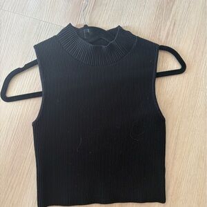 Babaton Black Ribbed Muscle Tee